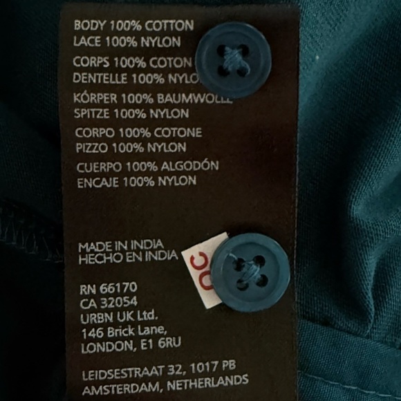 ANTHROPOLOGIE One Shoulder Puff Sleeve Lace Detail Top Dark Blue Size M NEW - Picture 8 of 8